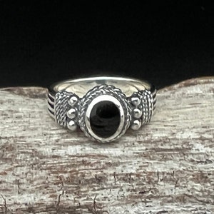 Braided Black Onyx Ring // 925 Sterling Silver // Bali Style Onyx Ring // Sizes 5 to 10 Available