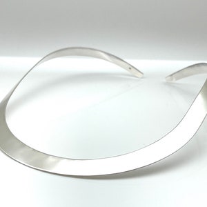10mm Flat Silver Choker // 925 Sterling Silver // 17 Inches // Contoured To Fit