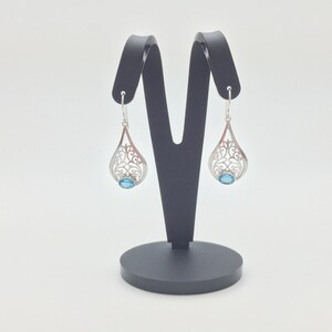 Blue Topaz Swirl Earrings // 925 Sterling Silver // Bali image 3
