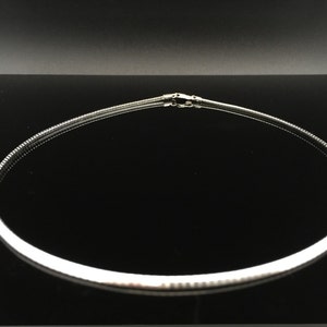 4mm Omega Choker Necklace // 925 Sterling Silver // 16&quot; Inches // Lobster Clasp // Made In Italy