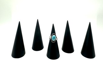 Acryl Schwarz Großer gefrosteter Ringständer 5er Set / Kegel Ring Display / Rindenständer 5er Set / Statement Ringständer