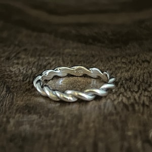 Oxidized Rope Twist Stackable Knot Ring New .925 Sterling Silver Band Ring Size 6 7 8 Cr12n1gyh23