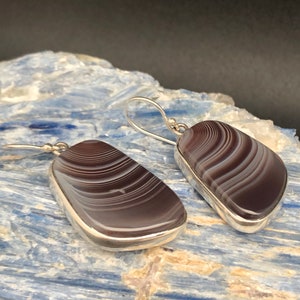 Botswana Agate Earrings // Irregular Shape Agate Earrings // 925 Sterling Silver Setting