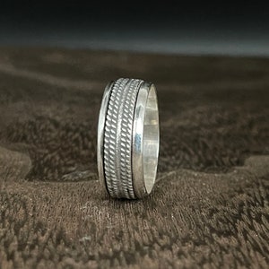 Braided Bali Spinner Ring // 925 Sterling Silver // Rustic Style Silver Spin Ring