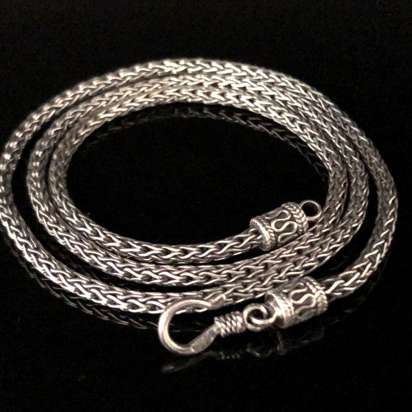 Foxtail Chain // 2.5mm Bali Foxtail Chain // 925 Sterling Silver // Traditional Clasp // Silver Foxtail Necklace // 18-30 Inch Lengths