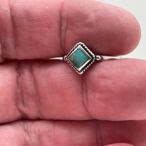 Diamond Shape Turquoise Ring // 925 Sterling Silver with Genuine Turquoise image 4