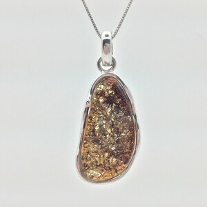 Baltic Amber Pendant // 925 Sterling Silver // Natural Baltic Amber // Moss Green Color
