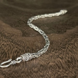 Squared Byzantine Silver Bracelet // 925 Sterling Silver // 3mm Width // 6.5 to 8 Inch Lengths
