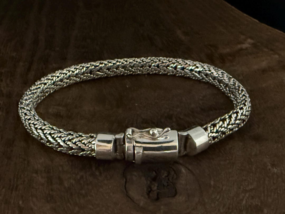 Woven Silver Bracelet // 925 Sterling Silver // 7 to 8.5 Inches