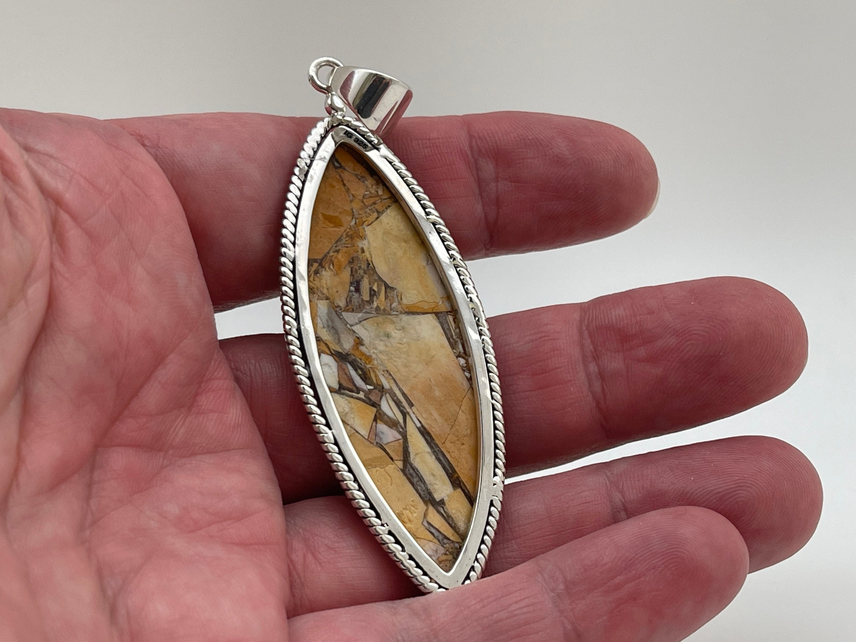 Großer Jaspis Anhänger / 925 Sterling Silber / Bild Jaspis | Etsy