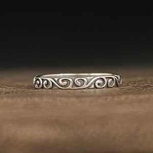 Oxidized Swirl Ring // 925 Sterling Silver // Bali Swirls Silver Band Ring