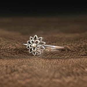 Mandala Flower of Life Ring // 925 Sterling Silver // Bali Design