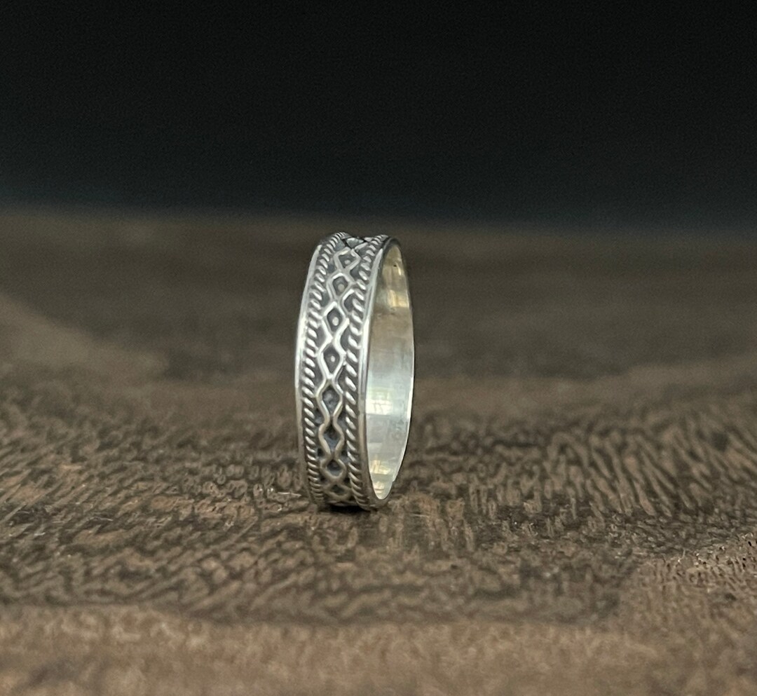 Oxidized Sterling Silver Bali Band Ring - Etsy