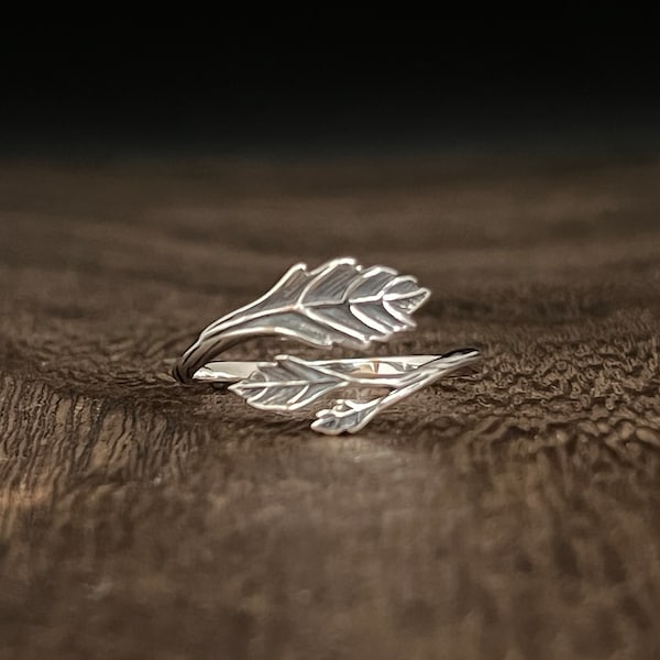 Silver Leaves Ring // 925 Silver Ring // Oxidized // Size 5 to 10