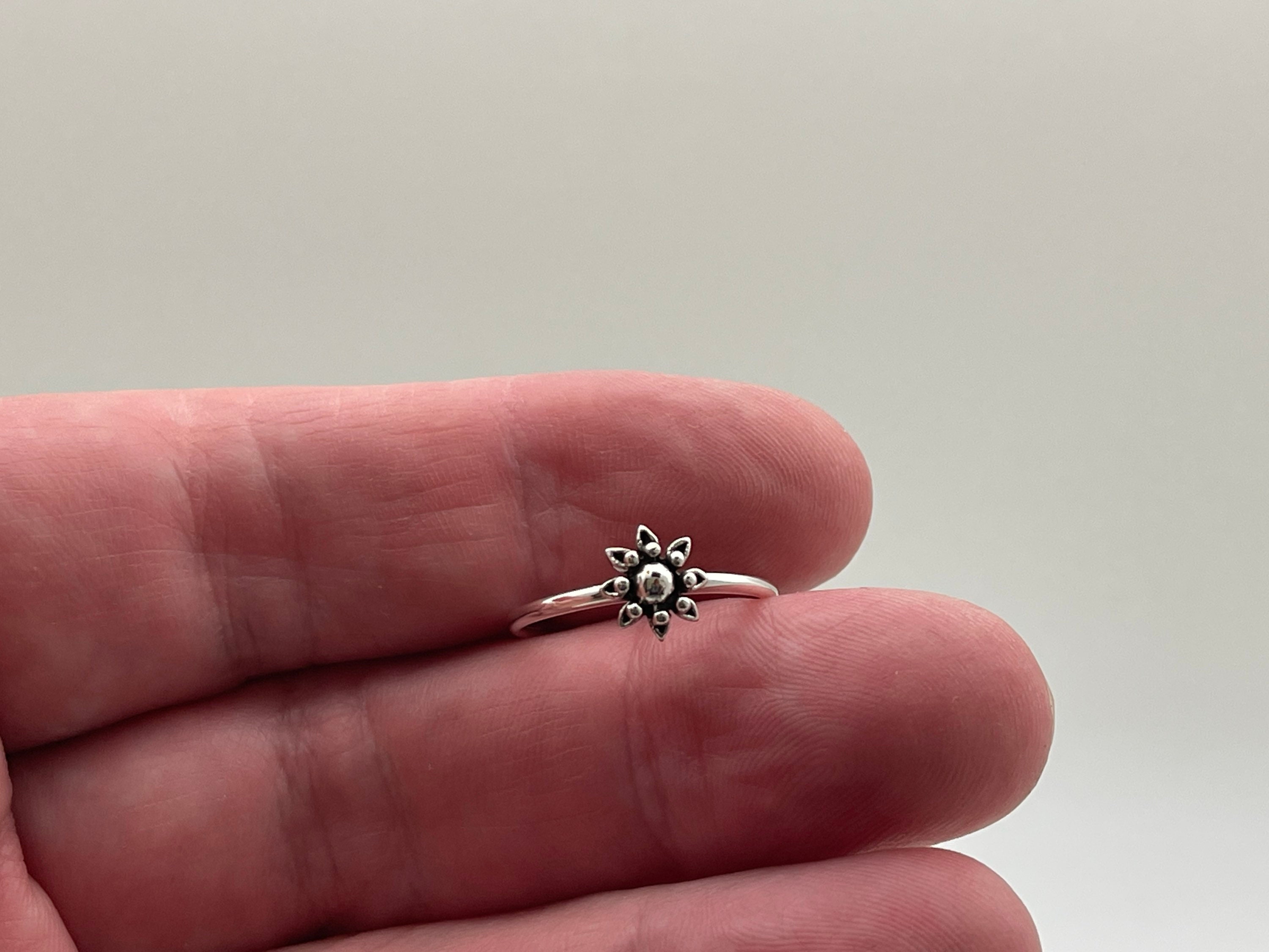 Bali Flower Ring // 925 Sterling Silver // Oxidized Bali Ring Etsy