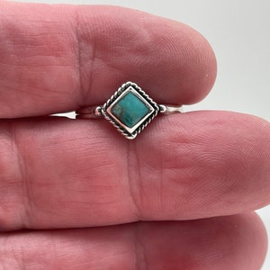 Diamond Shape Turquoise Ring // 925 Sterling Silver with Genuine Turquoise image 6