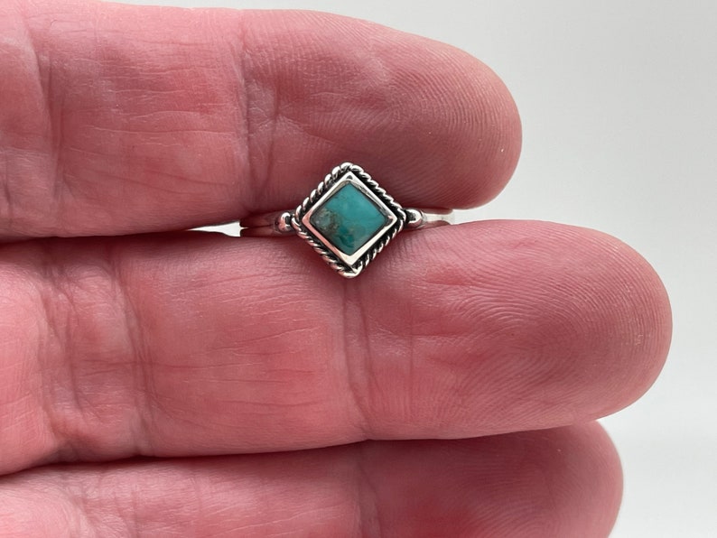 Diamond Shape Turquoise Ring // 925 Sterling Silver with Genuine Turquoise image 6