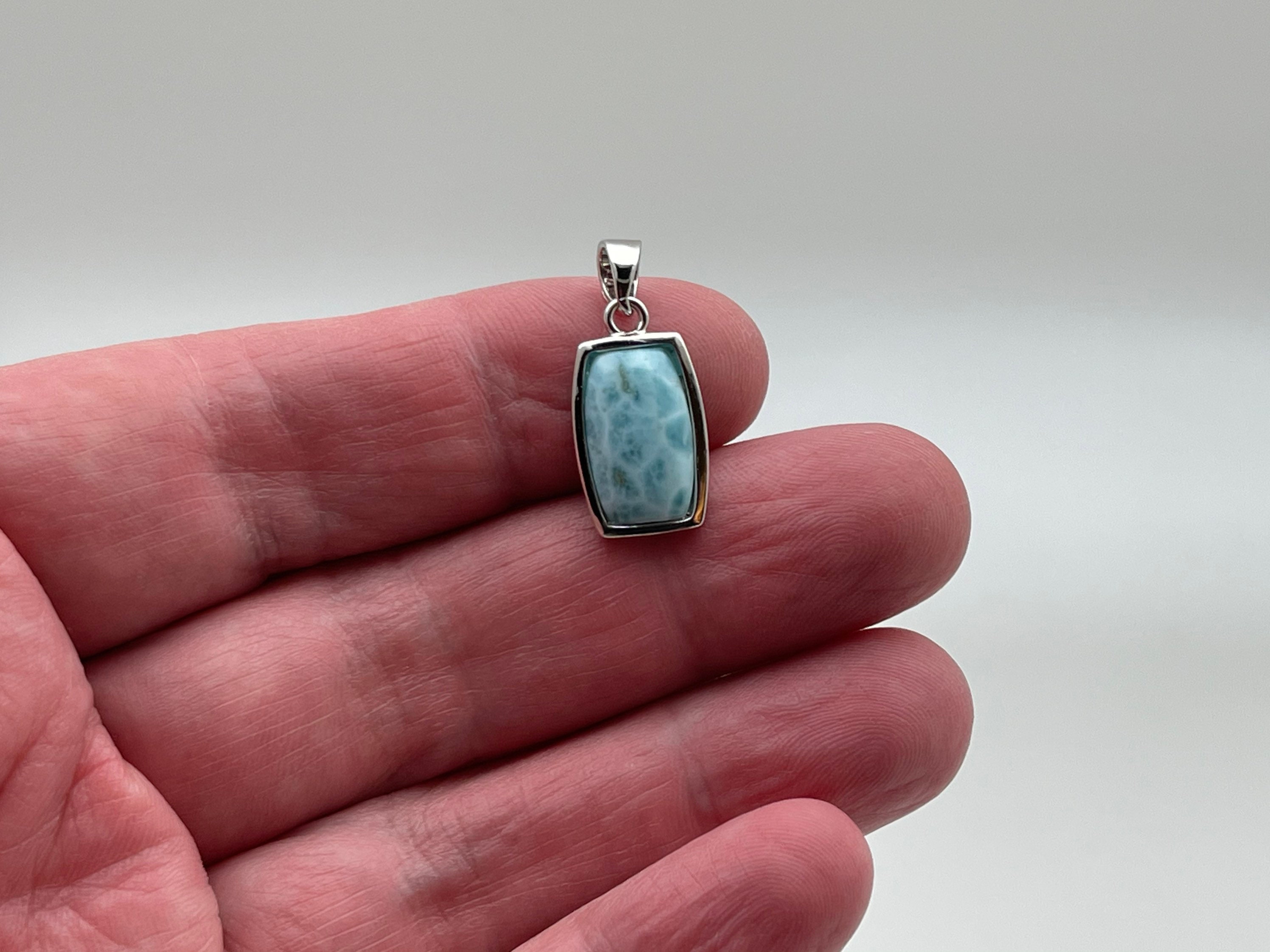 ラリマーペンダント // 925スターリングシルバー // 小さな長方形の