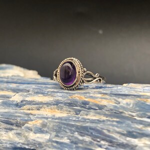 Braided Silver Amethyst Ring // 925 Sterling Silver