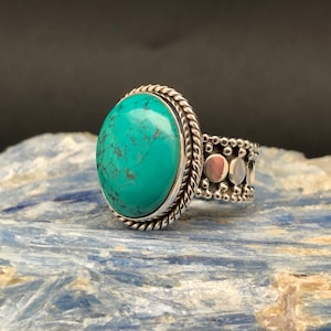 Ethno Style Türkis Ring // 925 Sterling Silber // in oxidierter Bali Fassung