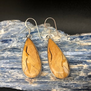 Boucles d&#39;oreilles en jaspe en argent // Boucles d&#39;oreilles en jaspe en forme de larme // Argent sterling 925