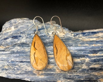 Jasper Earrings // Silver Jasper Earrings // Teardrop Shape Jasper Earrings // 925 Sterling Silver