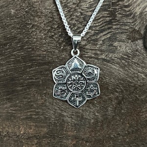 Multi-Faith Pendant - 925 Sterling Silver (Star of David, Cross, Om, Crescent and Star, Buddha Ying-Yang and Lotus)