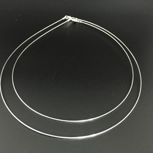 Thin Wire Choker Necklace // 925 Sterling Silver // 18 Inches // 1.2mm //Lobster Clasp // Made In Italy image 4