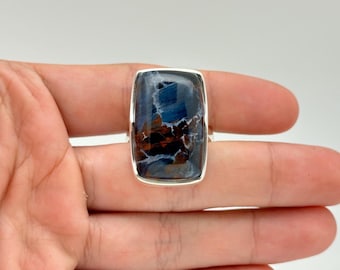 Minimalist Pietersite Ring // Size 9 // 925 Sterling Silver // Handmade