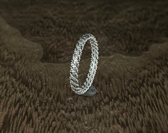 Bali Mesh Silver Stack Ring // 925 Sterling Silver // Oxiderad