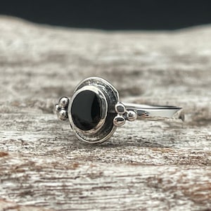 Beaded Design Bali Onyx Ring // 925 Sterling Silver // Handmade // Size 4 to 10