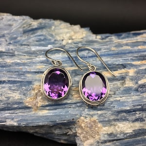 Amethyst Earrings // 925 Sterling Silver // Traditional Bali Setting // February Birthstone