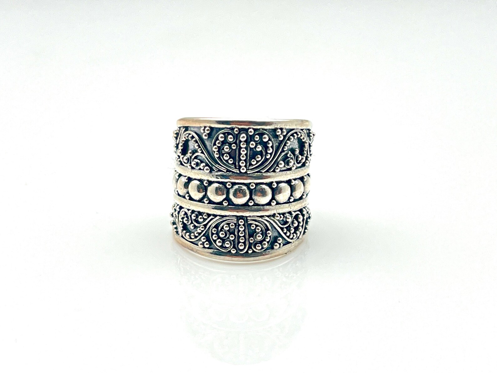 Wide Band Bali Ring // 925 Sterling Silver // Handmade Bali Etsy