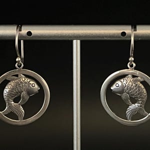Fish Earrings // 925 Sterling Silver // Bali Style Carp Earrings // Handmade