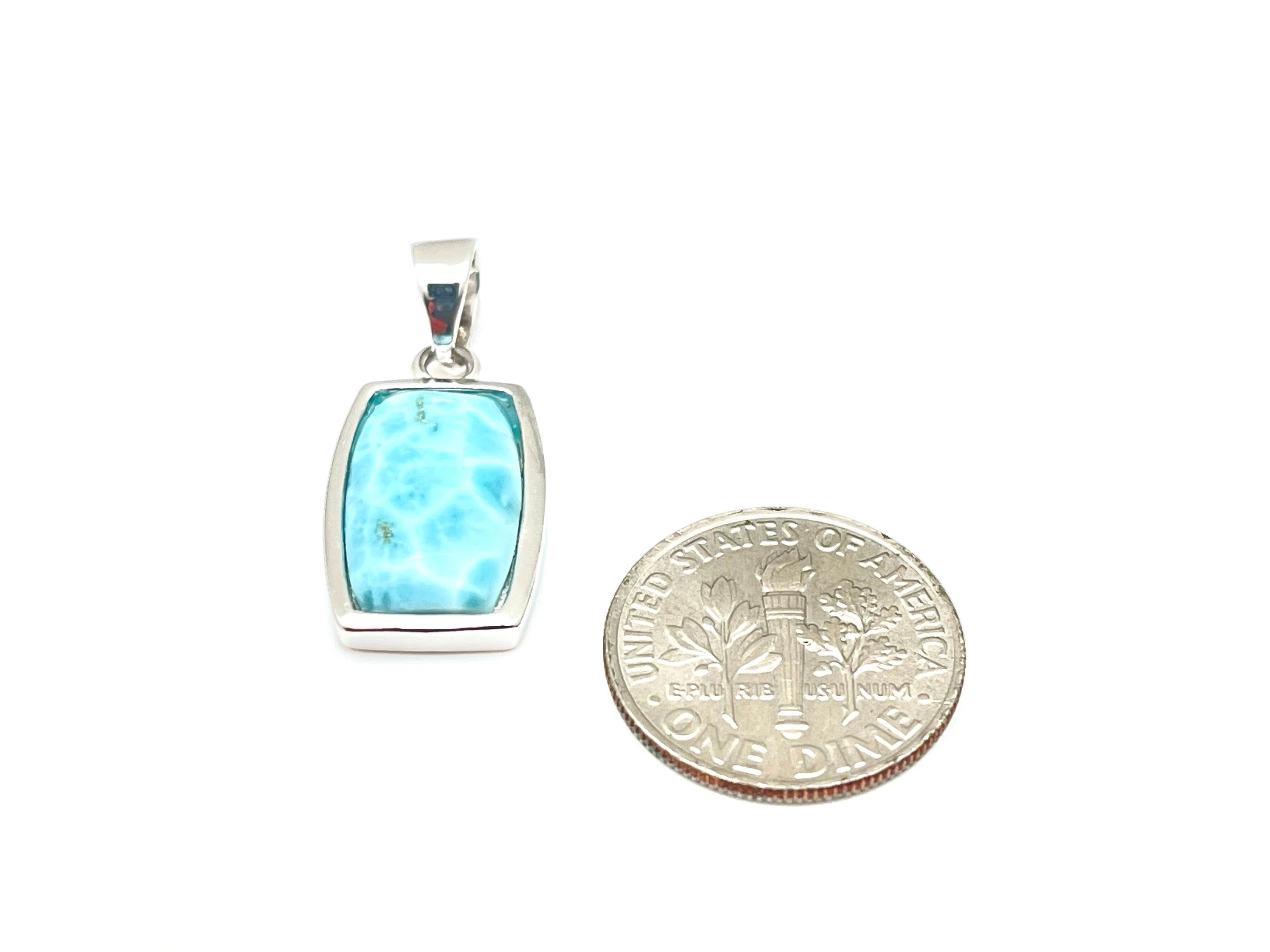 ラリマーペンダント // 925スターリングシルバー // 小さな長方形の