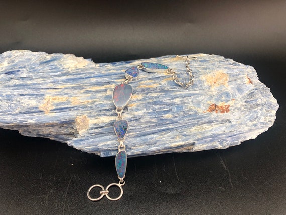 シルバー925 オパールブレスレット オパール ブレスレット S925シルバー 18kゴールド仕上げ シンプル