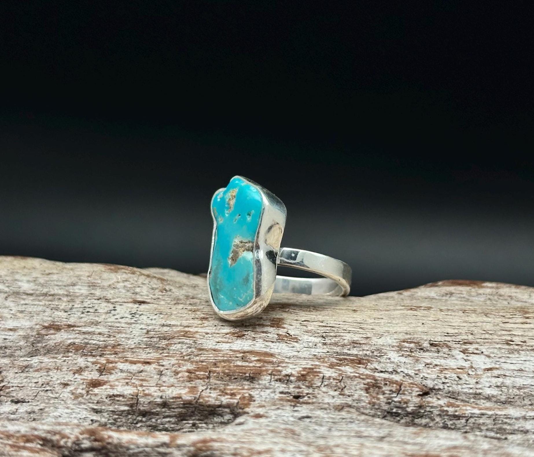 Sky Blue Arizona Turquoise Ring Size 7 // 925 Sterling Silver