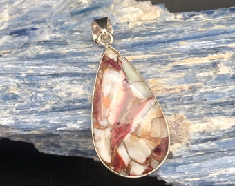 ティアドロップマトリックスアゲートペンダント：スターリングシルバー