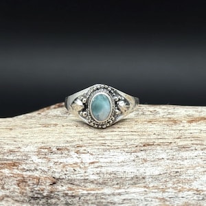 Anillo de Larimar estilo Bali // Anillo de plata 925 // Anillo de Larimar tallas 6 a 10