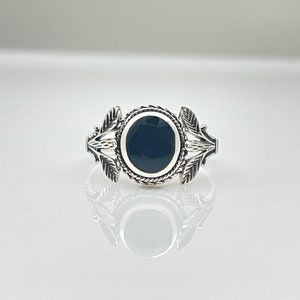 Leaf Design Black Onyx Ring // 925 Sterling Silver // Oxidized// Size 5 to 10 image 3