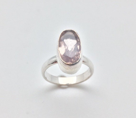 Rose Quartz Ring // 925 Sterling Silver // Natural Pink Qartz | Etsy