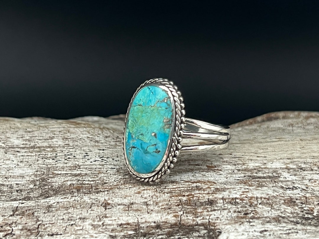 Braided Sterling Silver Turquoise Ring: Handmade Oval Statement Ring - Etsy