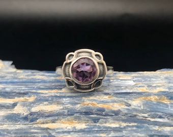 Amethyst Ring // Art Deco Style Amethyst Ring // Natural Amethyst Silver Ring // 925 Sterling Silver // February Birthstone