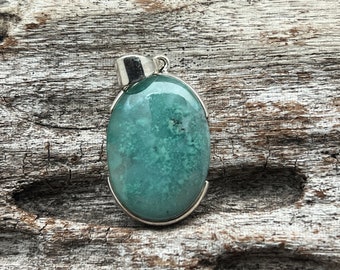 Blue Green Apatite Gemstone Pendant // 925 Sterling Silver // Handcrafted