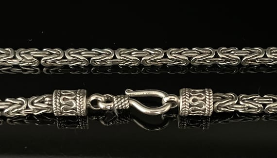 Oxidized Sterling Silver Bali Byzantine Chain - Squared 3mm - Etsy