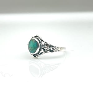 Vintage Turquoise Leaves Ring // 925 Sterling Silver with Genuine Turquoise // Size 5 to 10 image 5