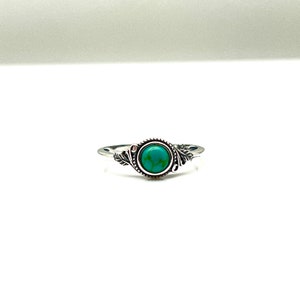 Turquoise Leaf Ring // 925 Sterling Silver with Genuine Turquoise // Oxidized image 5