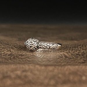 Silver Bali Dome Ring // 925 Sterling Silver // Oxidized Silver Ring