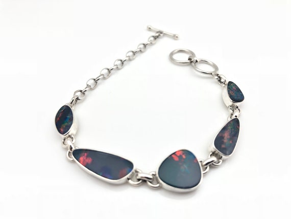 シルバー925 オパールブレスレット 本物のオパールブレスレット、925シルバー - ショップ roseandmarry