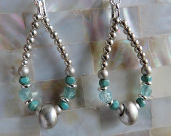 Earrings .925 Sterling Silver Lever Backs Silver Filled Rounds Apatite Gemstones